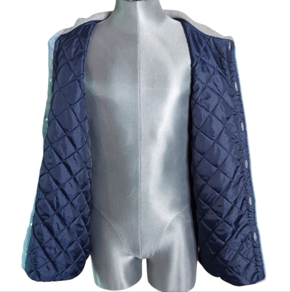 Supreme FW22 | Denim | Button Up | Quilted Fleece | 90s Style Gray Hooded Jacket - Picture 10 of 16